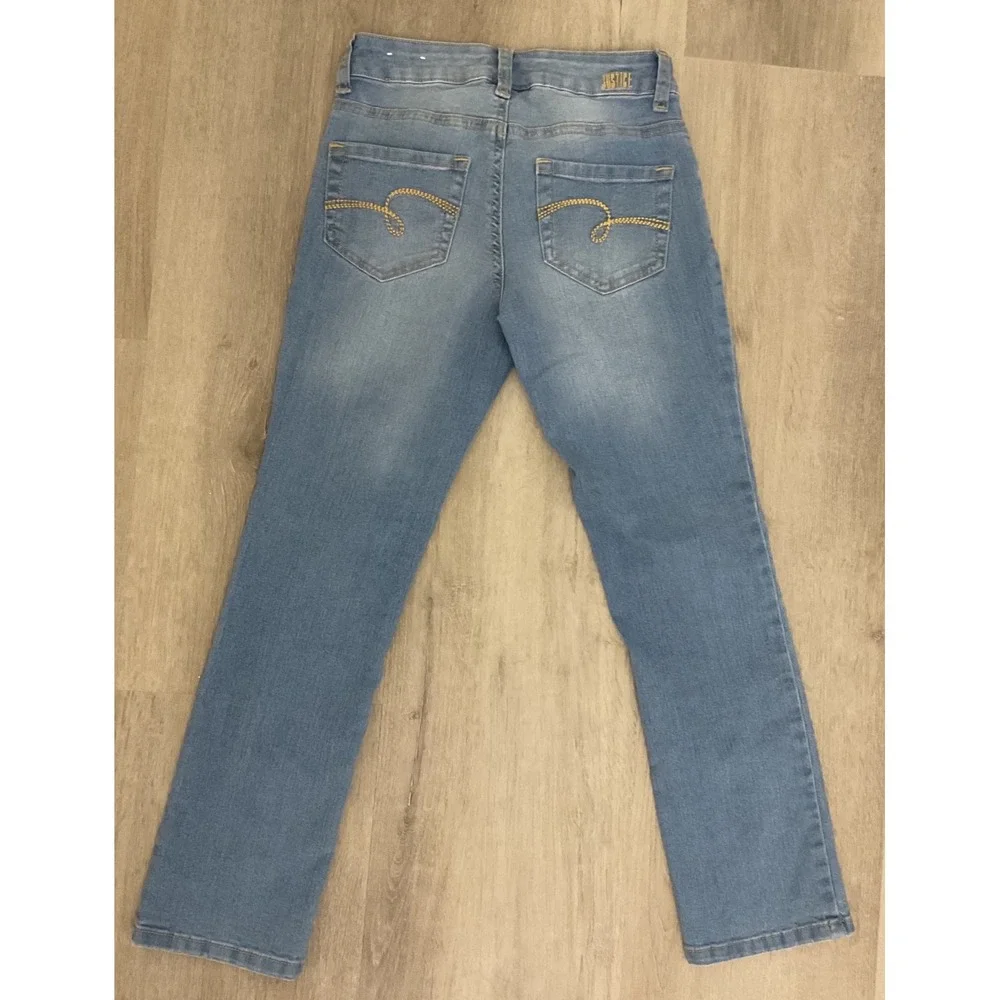 Justice Girls Size 8 Mid Rise Skinny Jeans Light Wash Blue Denim Stretch Pants